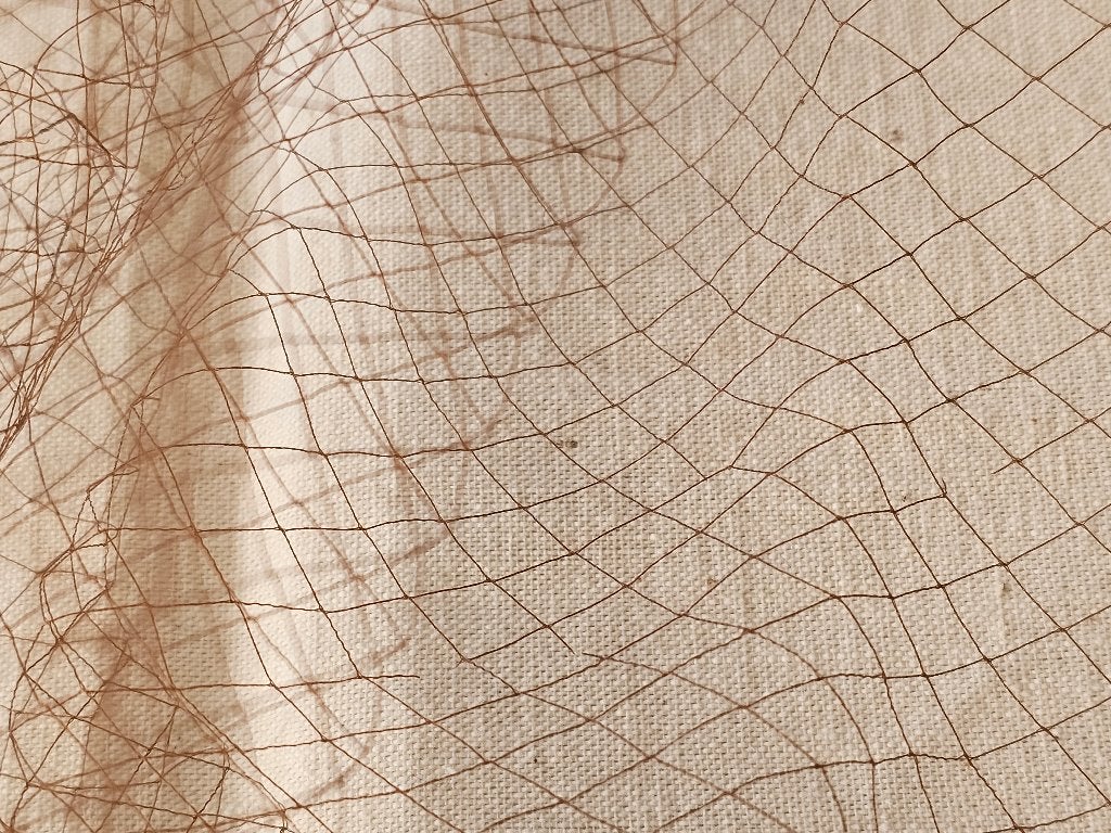 Oude Franse bruine VOILE voor hoeden / mesh tule fijne mazen, Ophalen of Verzenden