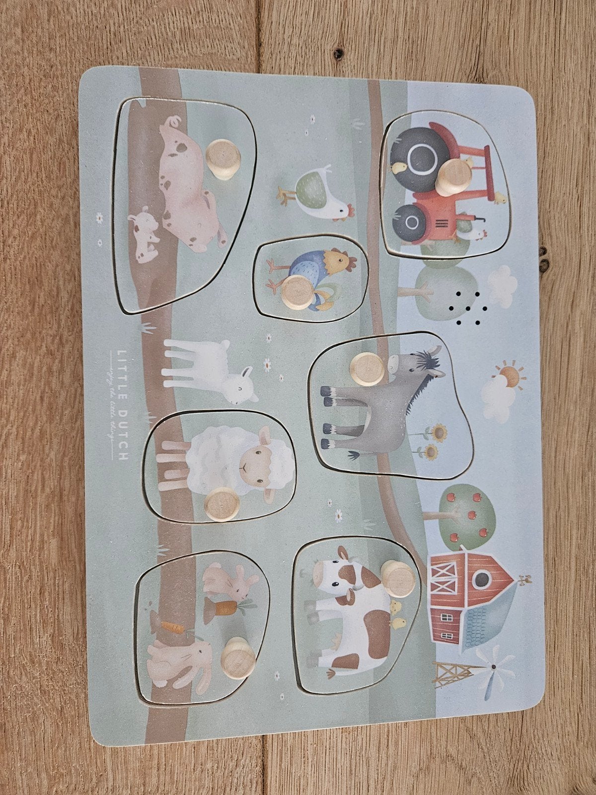Little Dutch Boerderij Puzzel met Knopjes en geluid, 2 tot 4 jaar, Gebruikt, Ophalen of Verzenden, Van hout