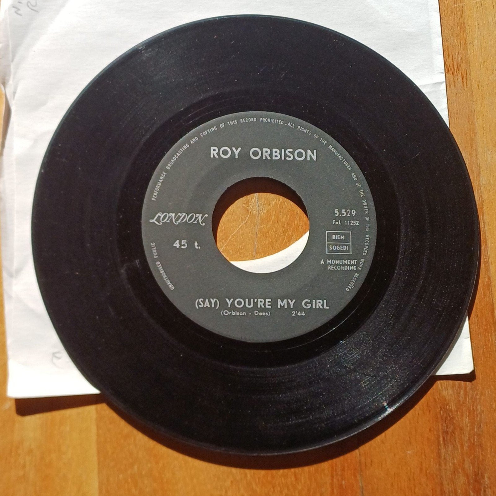 Roy Orbison, Cd's en Dvd's, Vinyl Singles, Ophalen of Verzenden, Zo goed als nieuw, Pop