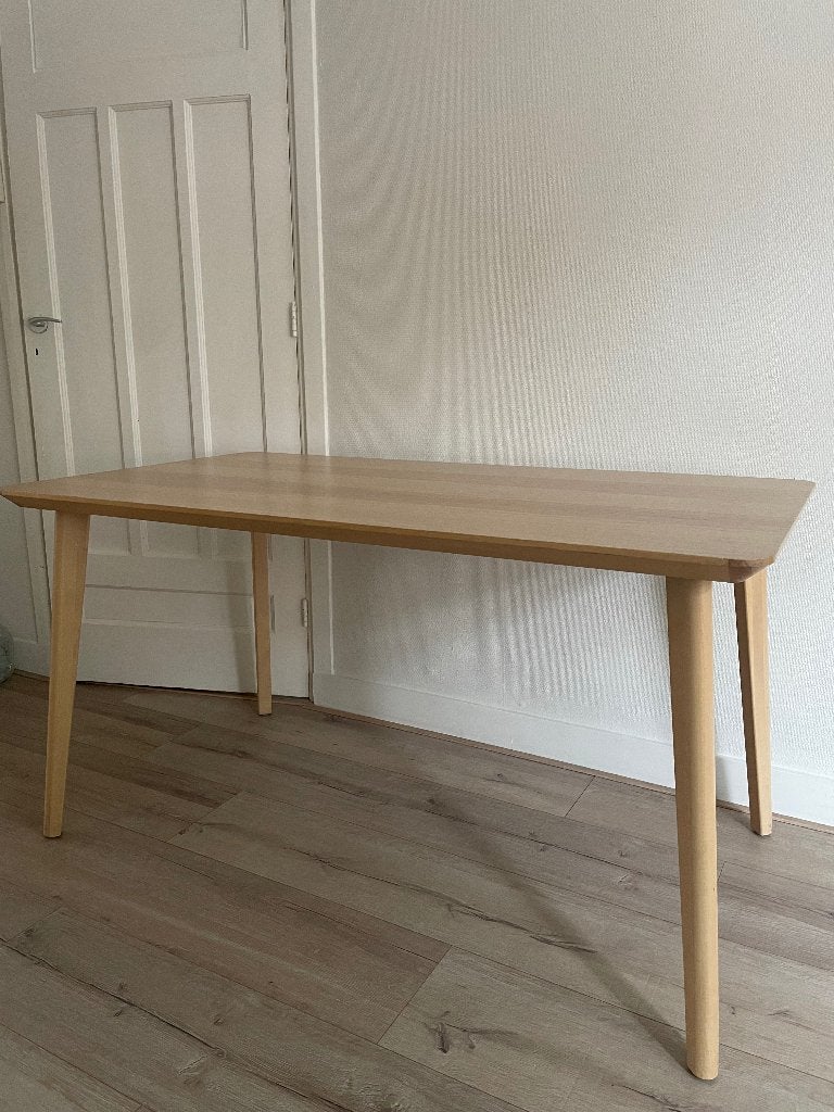 IKEA lisabo eettafel essenfineer hout 140x78x74 cm, Huis en Inrichting, Ophalen, Gebruikt, 100 tot 150 cm, Natuurlijk