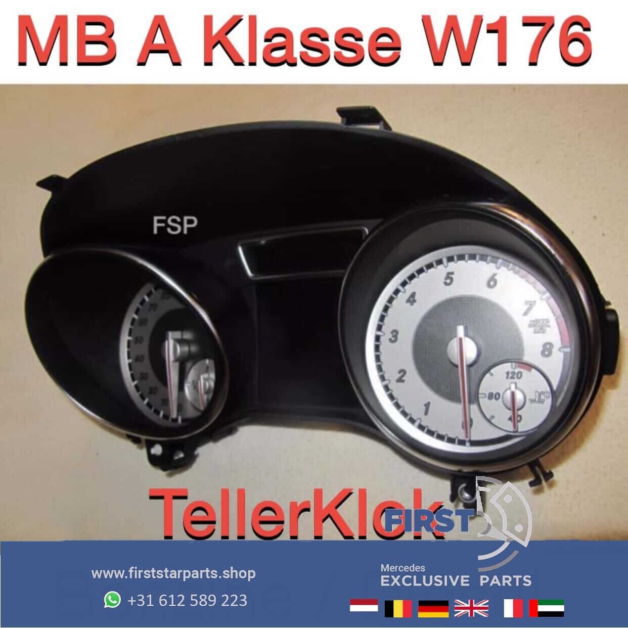 W176 AMG LINE Tellerklok Mercedes A Klasse INSTRUMENTENPANEE, Auto-onderdelen, Gebruikt, -, Ophalen of Verzenden, -