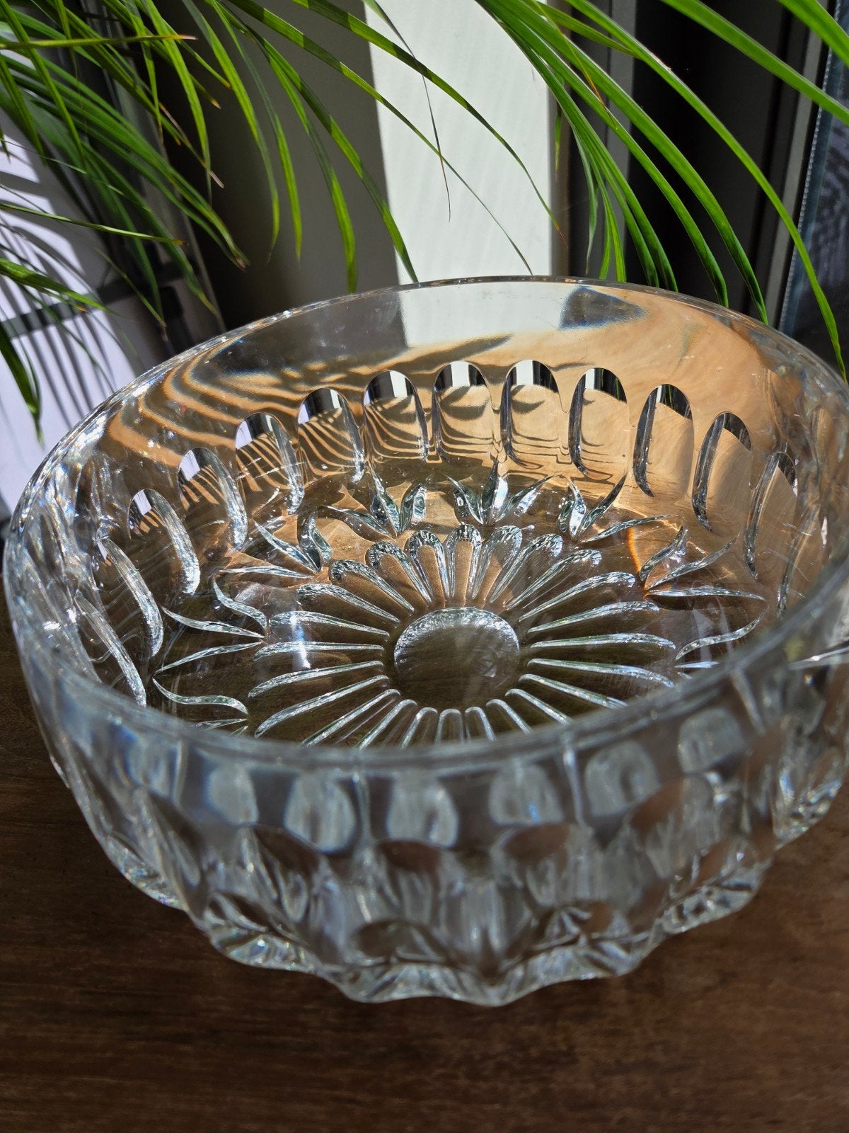 Vintage zware kristal schaal 20 cm, Antiek en Kunst, Ophalen of Verzenden