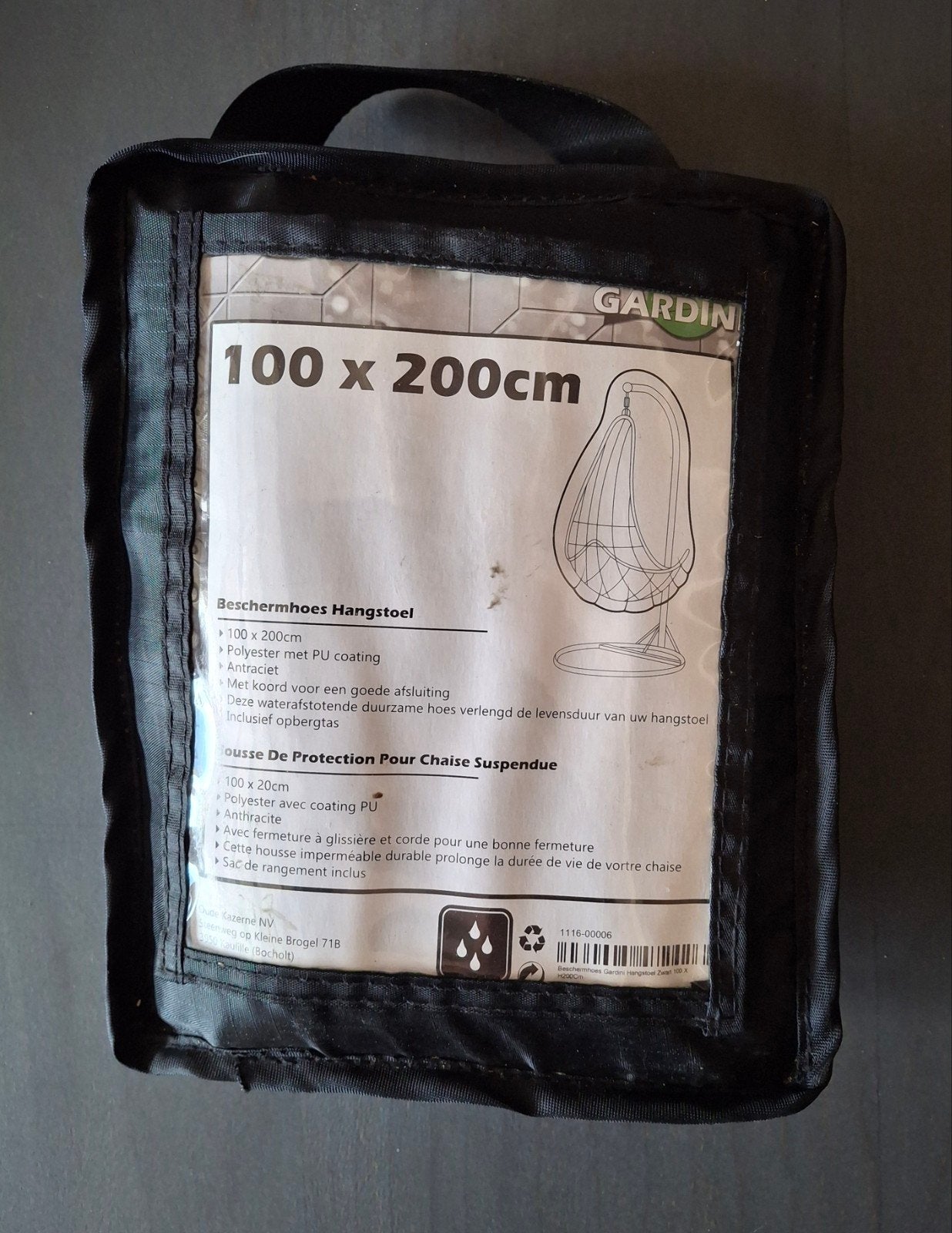 GARDINI Beschermhoes Hangstoel 100x200cm Antraciet, Tuin en Terras, Ophalen of Verzenden, Nieuw