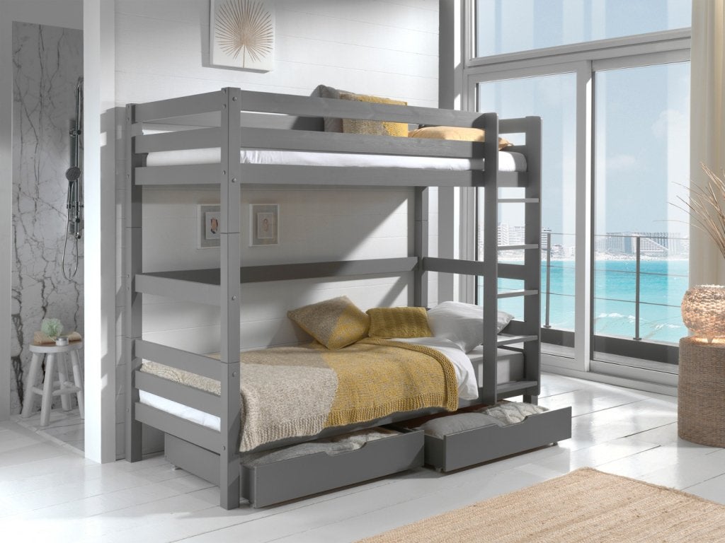 Pino stapelbed (180 cm hoog) - 90x200 - Grijs, Huis en Inrichting, Niet ingevuld, Niet ingevuld, Niet ingevuld