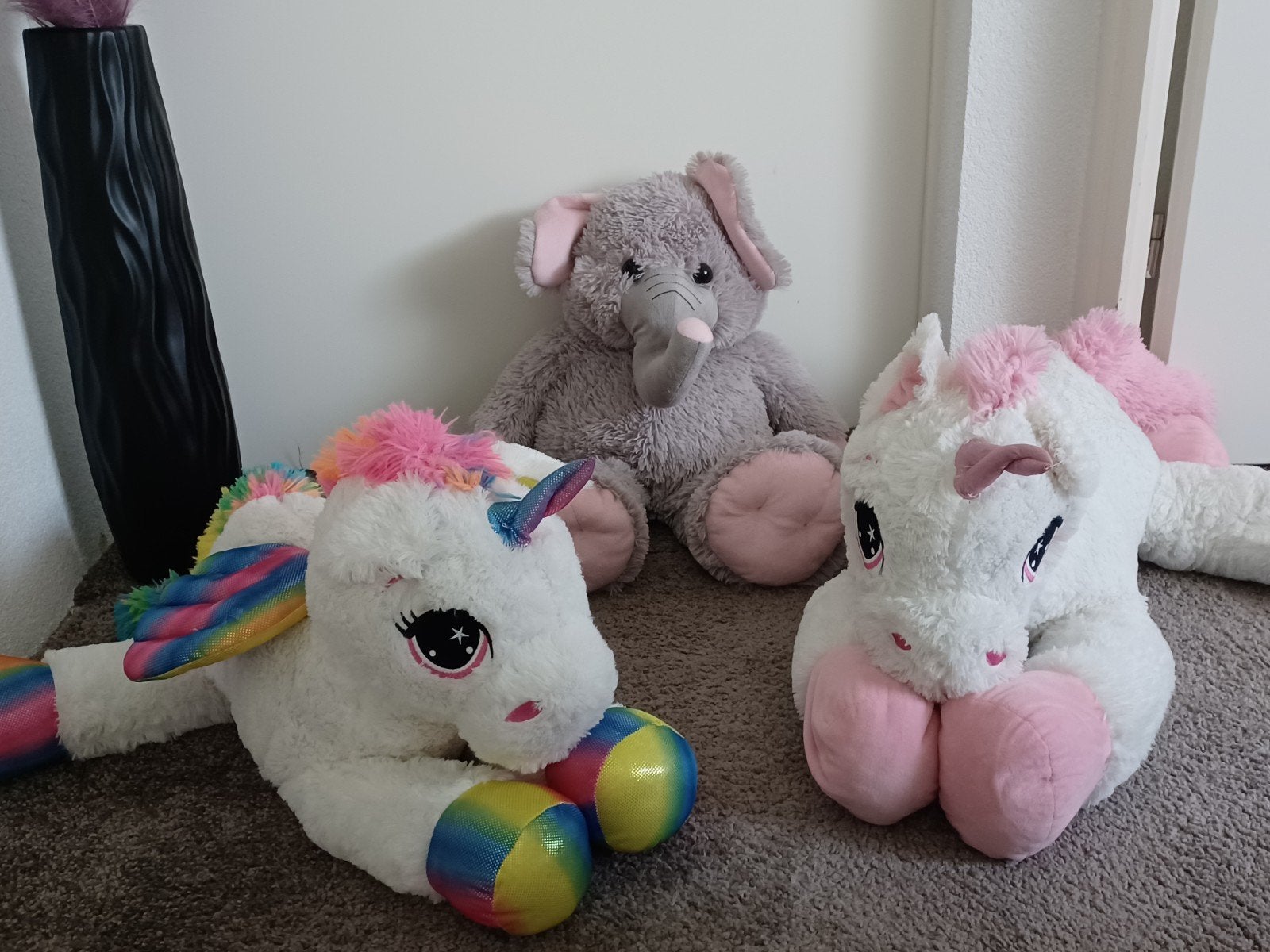 Grote knuffels: twee eenhoorns, Gebruikt, Grijs, Ophalen of Verzenden, Middelgroot (20 tot 80 cm)