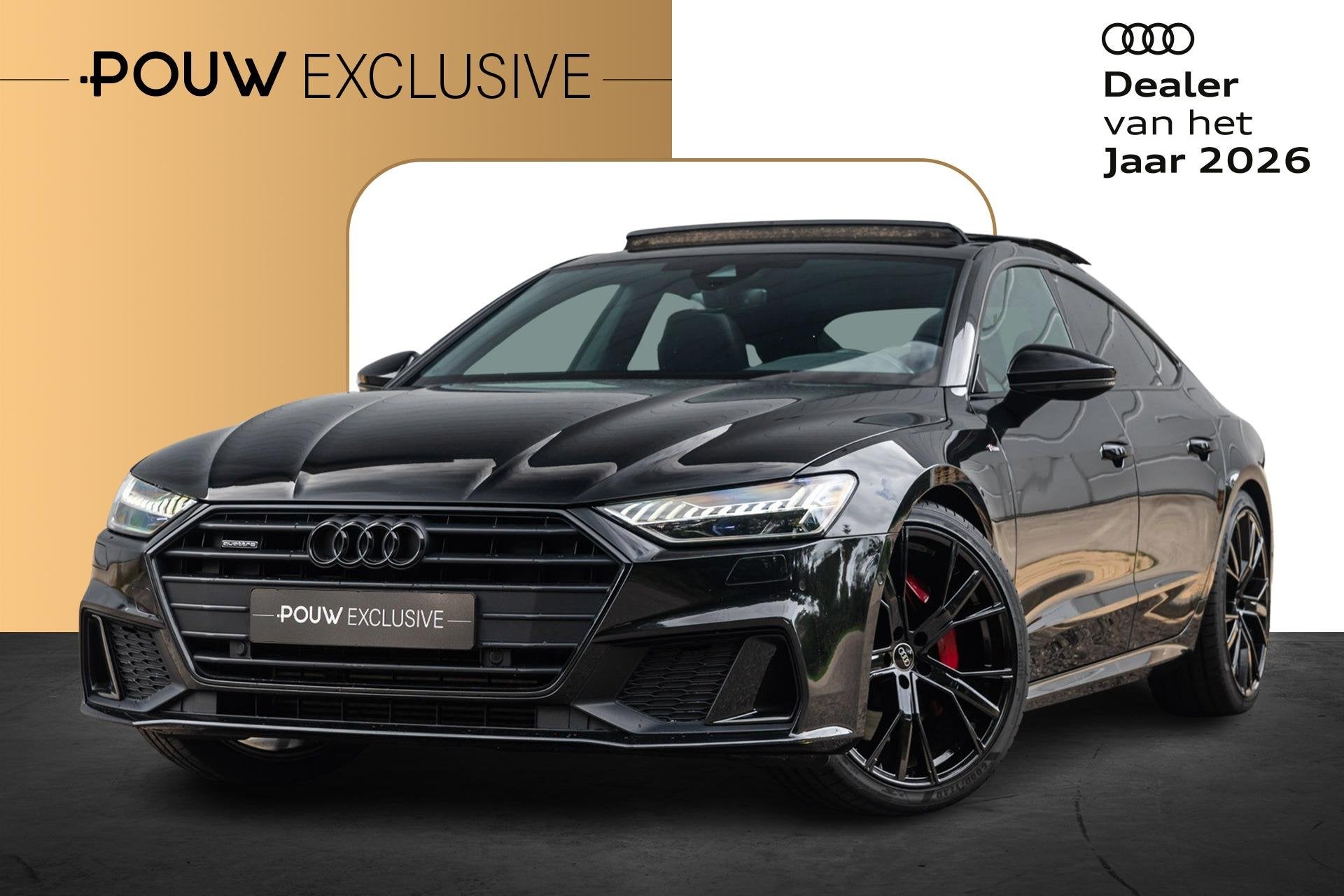 Audi A7 Sportback 55 TFSIe 367pk PHEV Quattro S Edition Comp, Auto's, 14 kWh, Gebruikt, 4 cilinders, Zwart