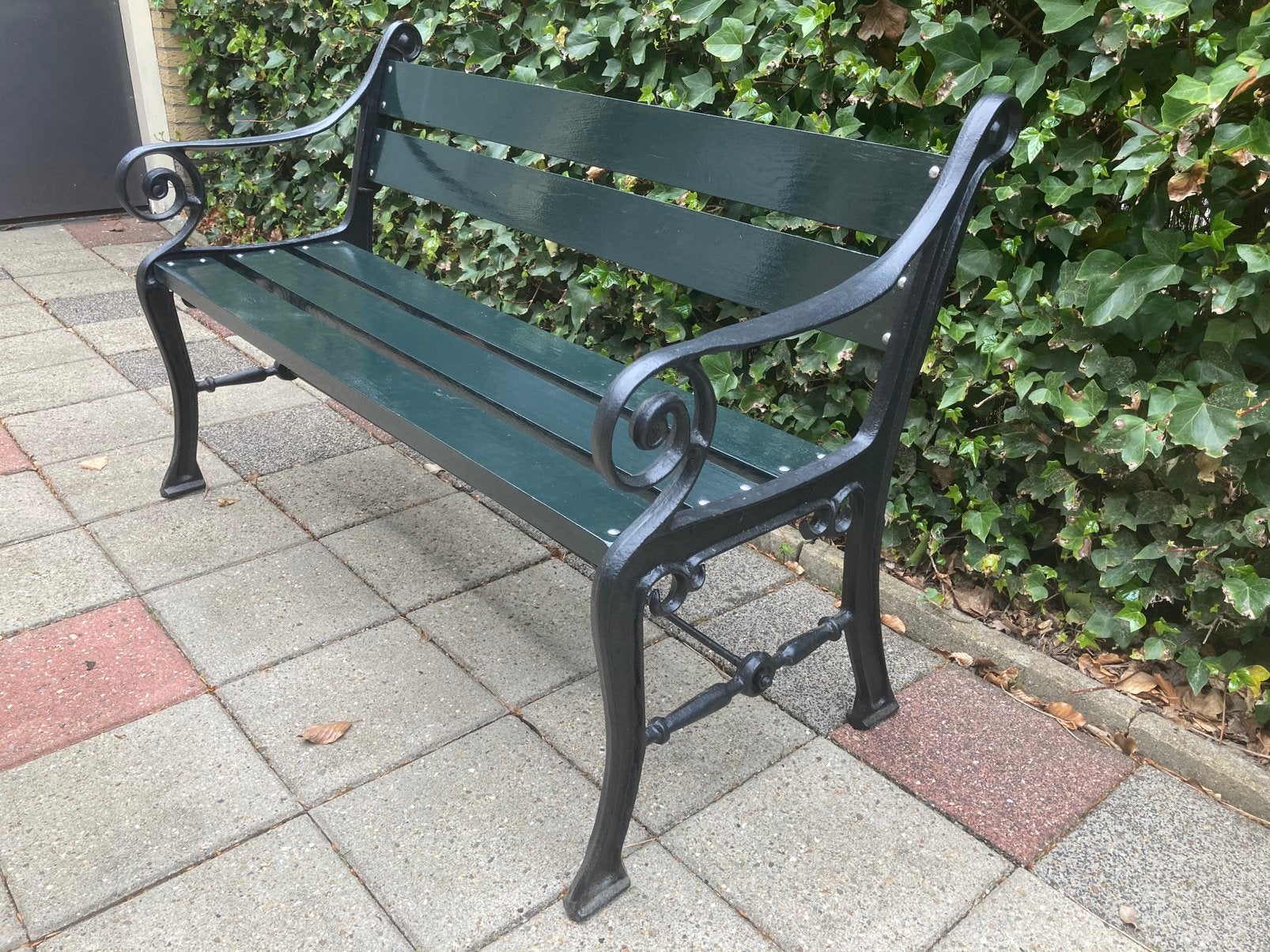 parkbank tuinbank gietijzer eiken NIEUW grachtengroen, Nieuw, Ophalen of Verzenden, X, Hout