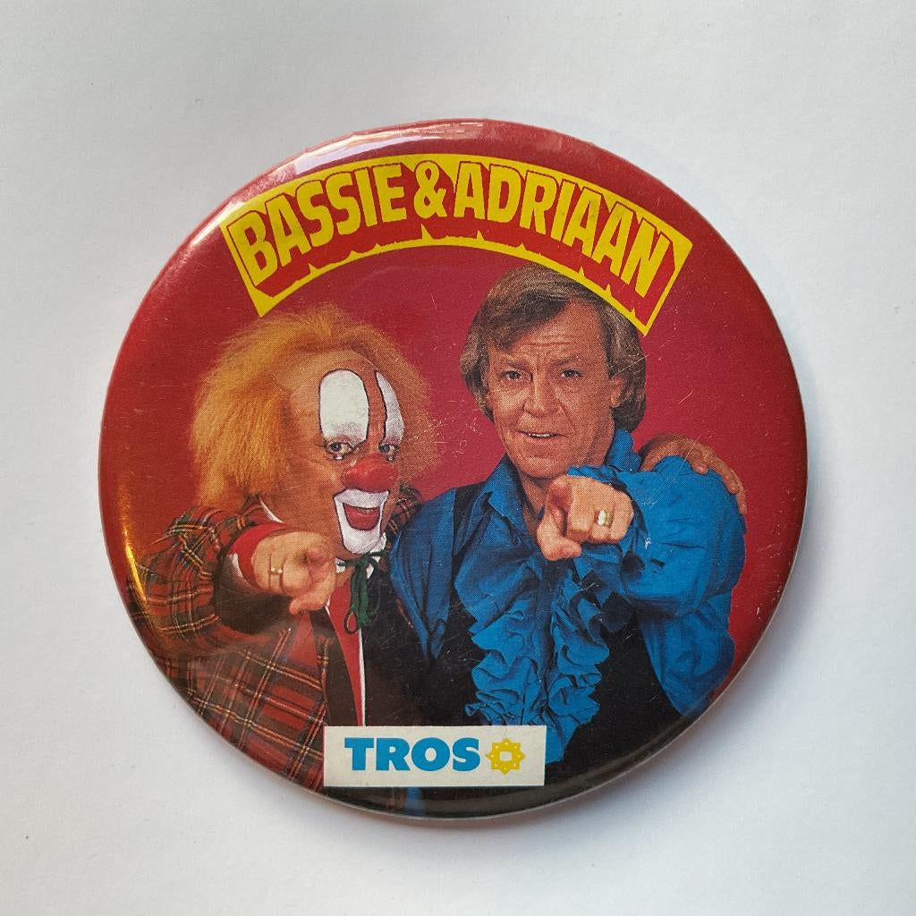 Bassie & Adriaan button, Verzamelen, Speldjes, Pins en Buttons, Ophalen of Verzenden, Gebruikt, Overige onderwerpen, Button