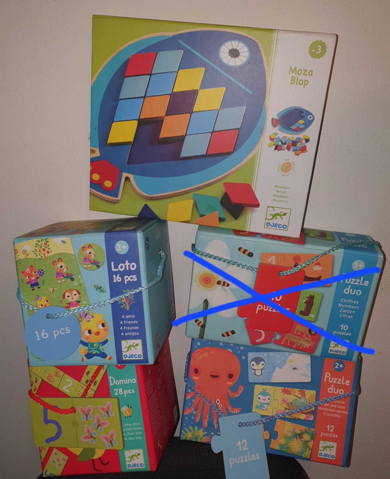 3 DJECO spellen puzzels en mozaieken, voor vanaf 2/3/4 jaar, Ophalen of Verzenden, Gebruikt, Puzzelen