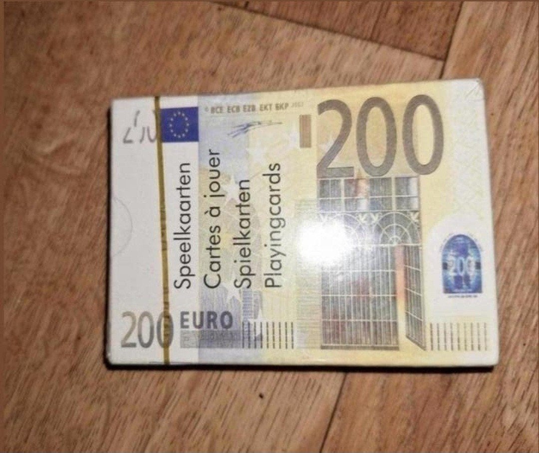 Speelkaarten 200 Euro Biljet Design, Vijf spelers of meer, Ophalen of Verzenden, Nieuw, Onbekend