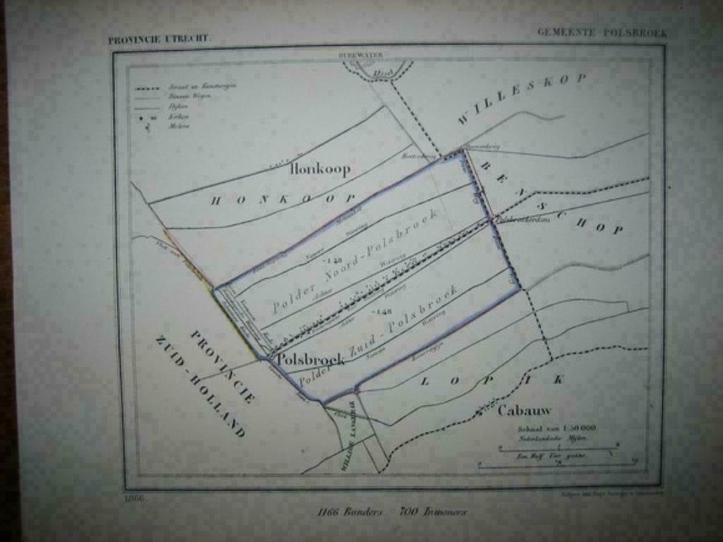 15  / Polsbroek / Benschop / Cabauw/ Litho  Kuyper  1867, Ophalen of Verzenden