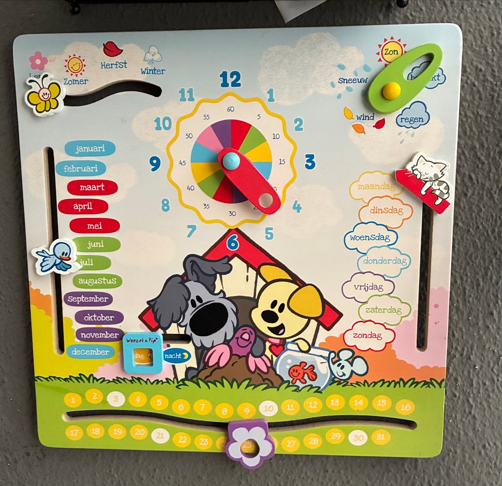 Woezel & Pip houten Kalender, Ophalen, Zo goed als nieuw, Taal en Lezen