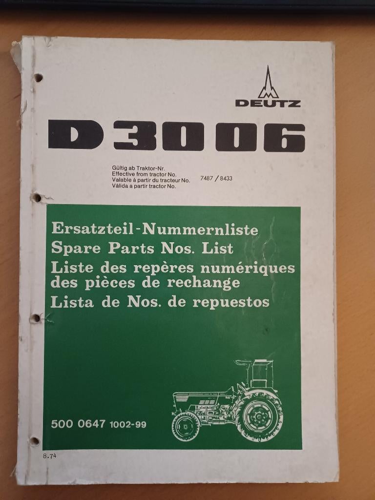 Onderdelenboek Deutz D 3006, Ophalen of Verzenden, Gelezen, Tractor en Landbouw