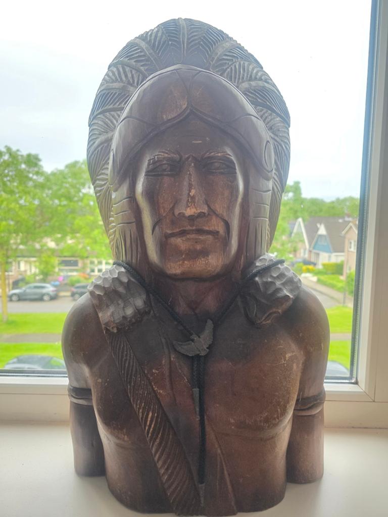 Indianen beeld, Ophalen, 50 - 100 cm, Handgemaakt, Beeld