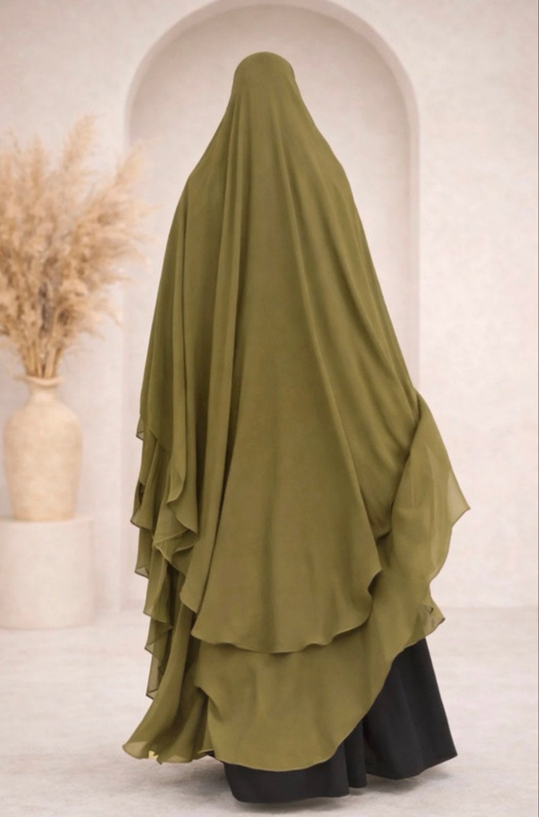 Khimar olijfgroen dubbellaags nieuw!, Verzenden, Nieuw, Groen