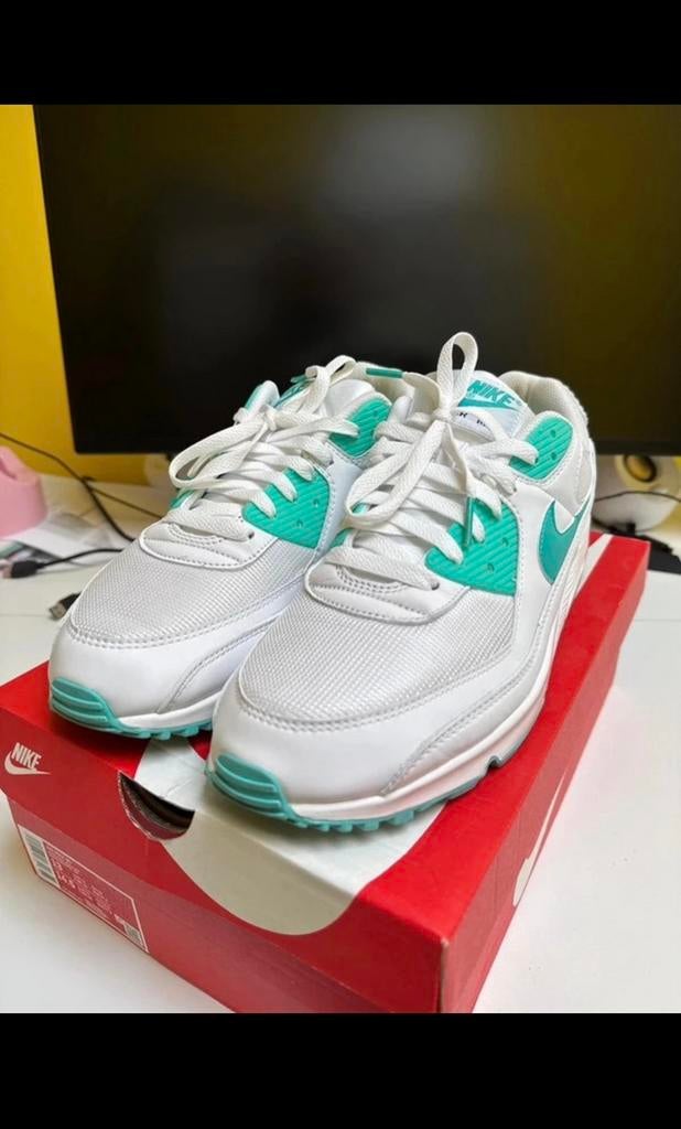 Nike Air Max 90 47.5 White/hyper-jade black, Ophalen, Zo goed als nieuw, Zwart