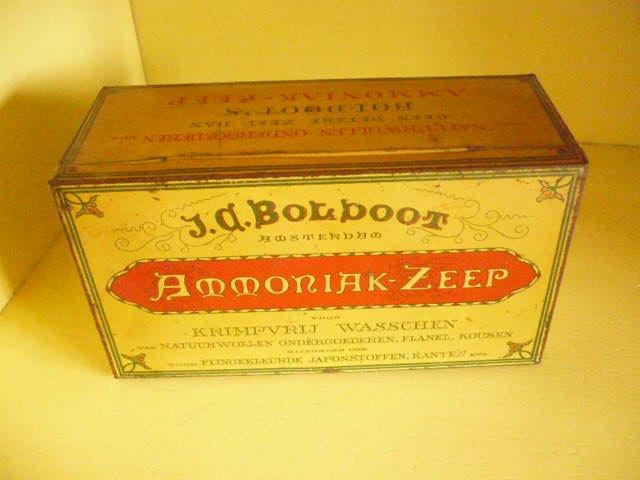 Mie18<>;antiek blik boldoot ammoniak zeep, Verzenden, Gebruikt, Overige, Overige merken