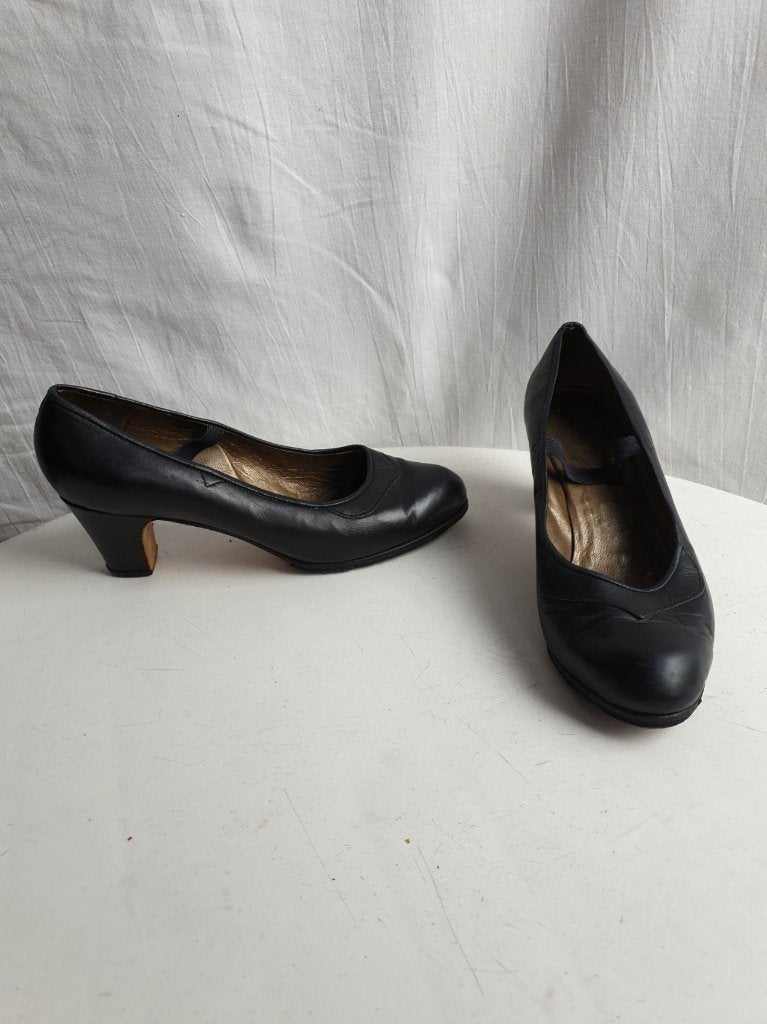 Leuke zwarte leren pumps. Mt 40., Pumps, ., Zwart, Ophalen of Verzenden