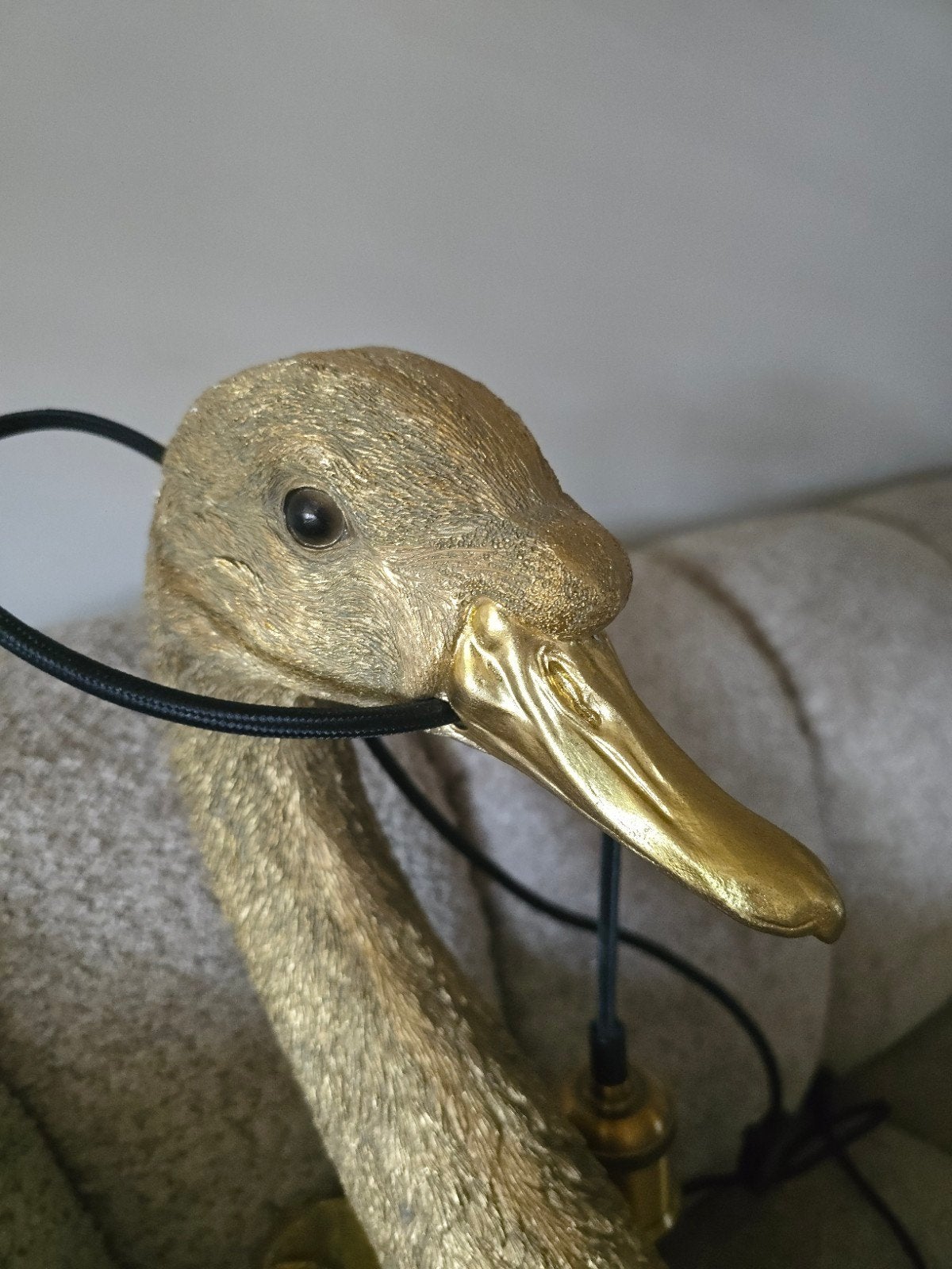 Struisvogellamp goud in nette staat, Met schakelaar, Zo goed als nieuw, Goud, Vintage