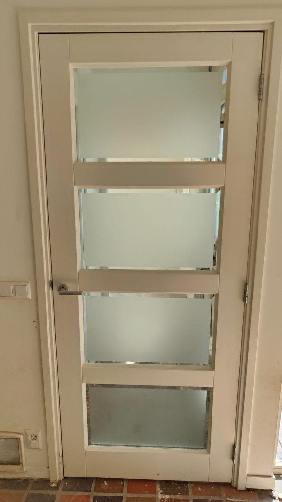 Witte binnendeur met glas, Ophalen, Gebruikt, 80 tot 100 cm, Binnendeur