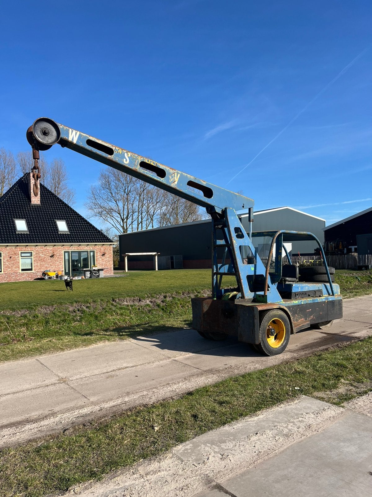 Hyster crane, Zakelijke goederen, Machines en Bouw | Heftrucks en Intern transport, 3000 tot 4000 kg, Ophalen, Diesel, Overige typen