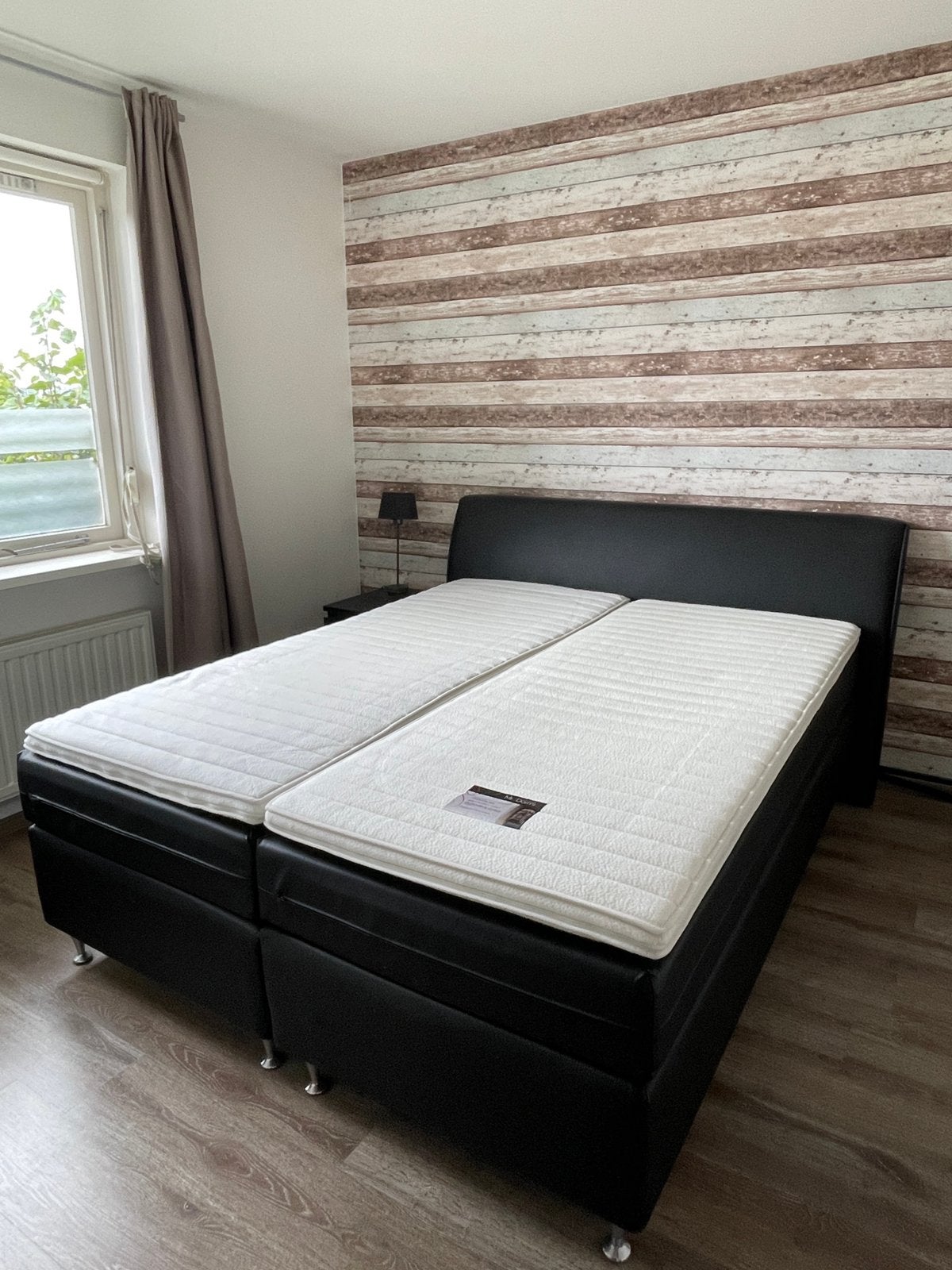 Leather look boxspring, Ophalen, Gebruikt, Zwart, Tweepersoons