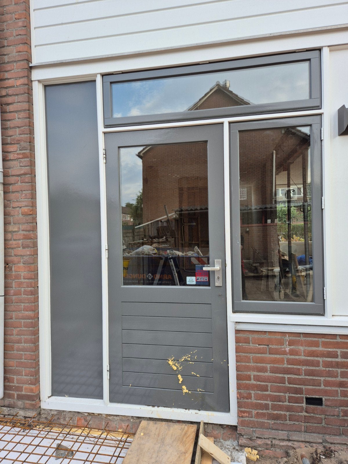 kozijn met deur en dubbelglas, Ophalen, Gevelraam of Ruit, Gebruikt, 160 cm of meer