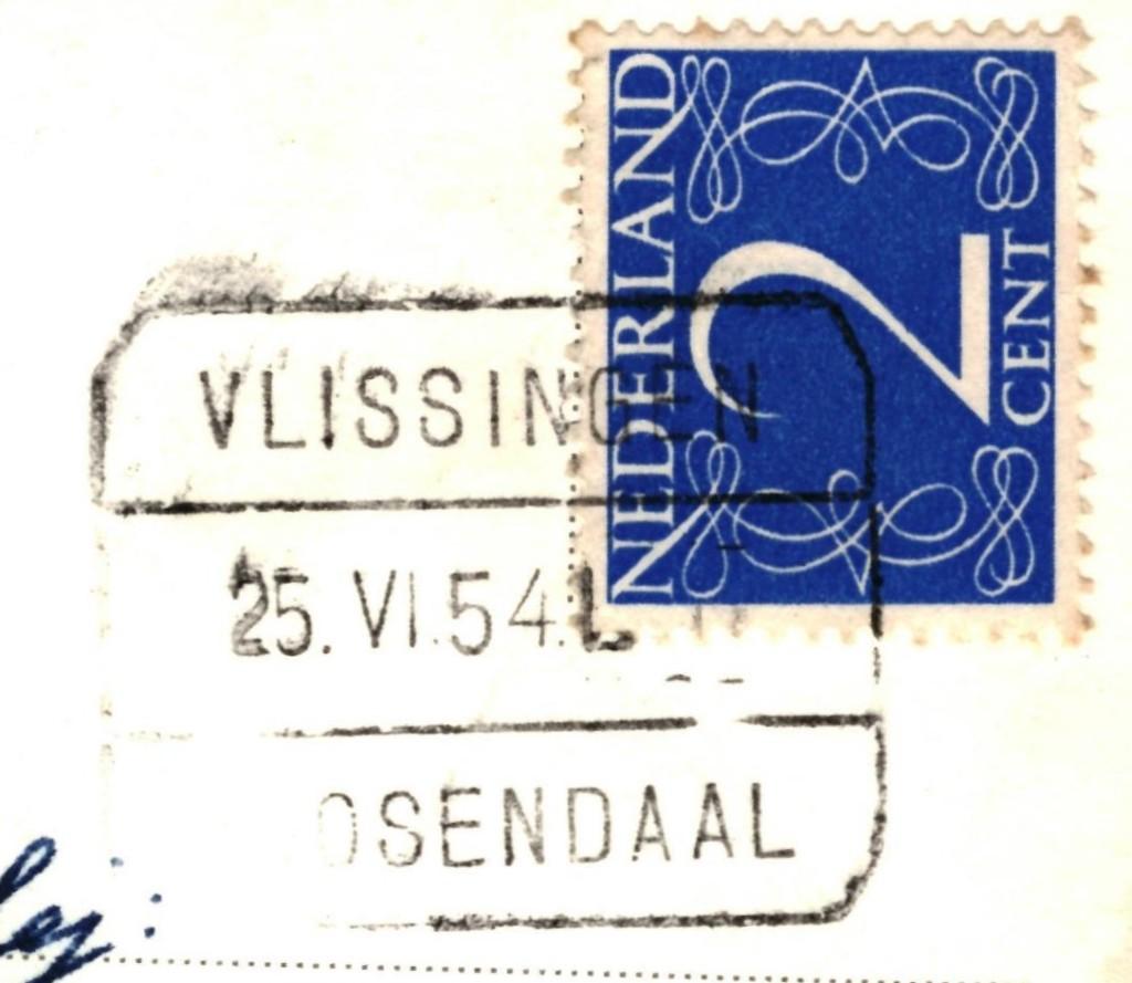 983766 Middelburg 1954 Miniatuur Walcheren Gelopen mt zegel, Ophalen of Verzenden, 1940 tot 1960, Gelopen, Zeeland