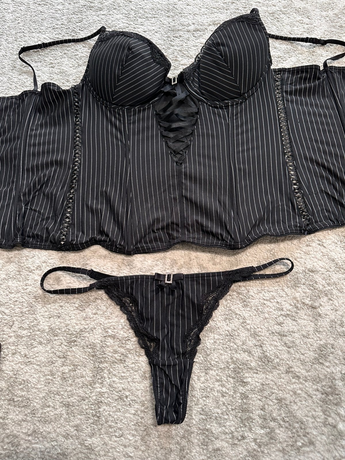 Korset met string, Ophalen of Verzenden, Zwart, Body of Korset