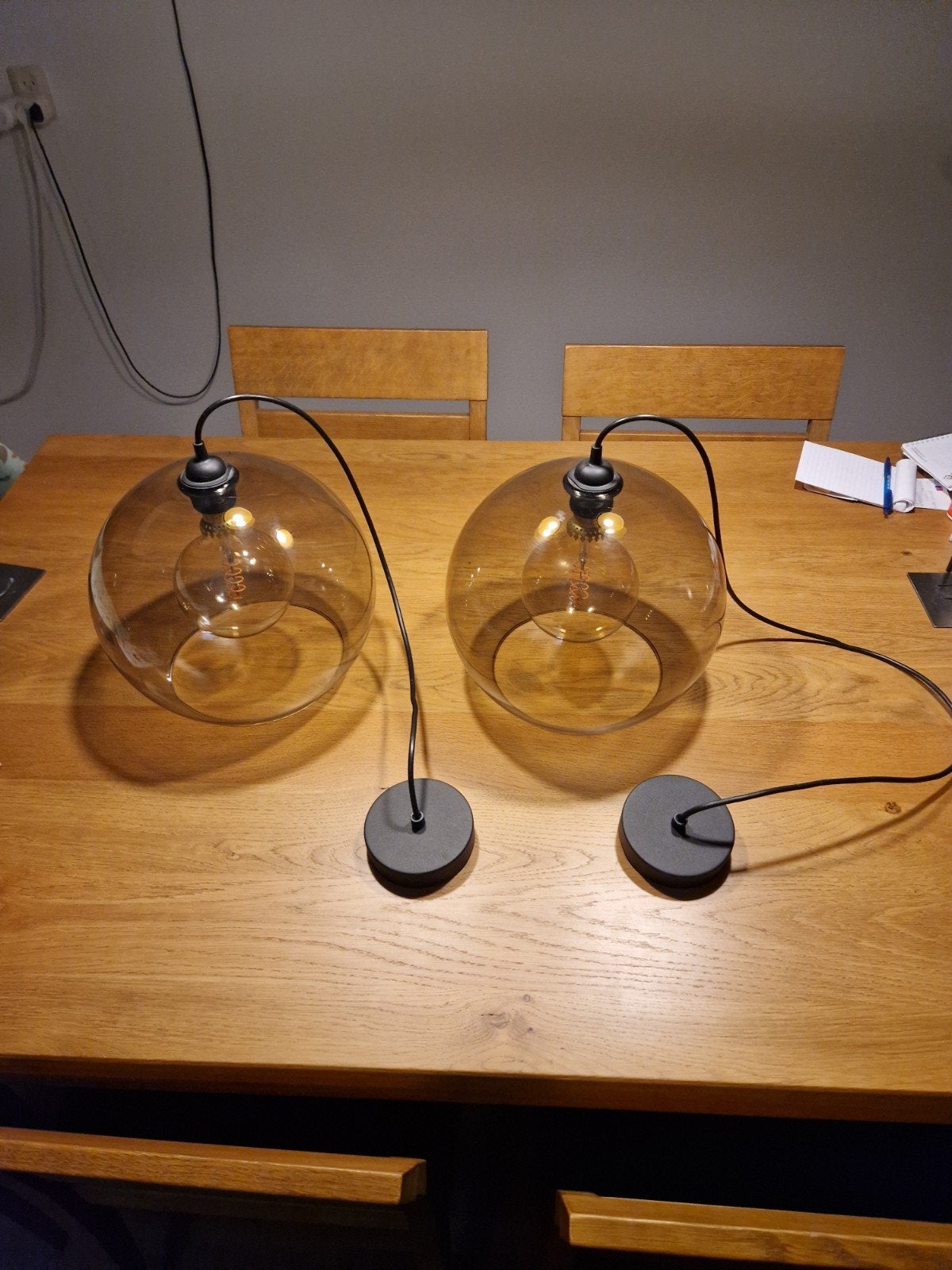 2 glazen lampenkappen met slimme lampen, Ophalen, Gebruikt, IKEA