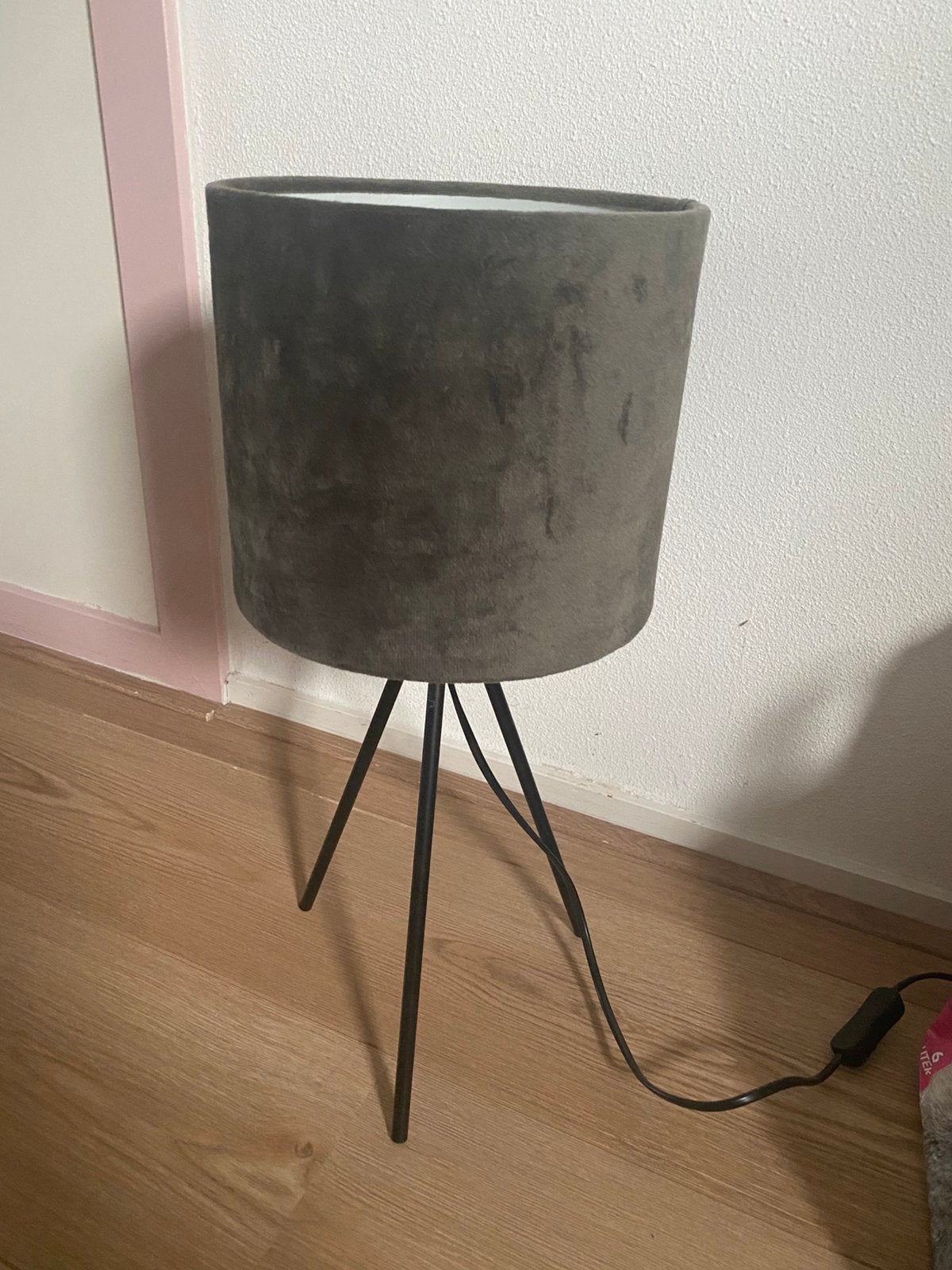 Kleine lamp grijs, Ophalen, Textiel, E27 (groot), Zo goed als nieuw