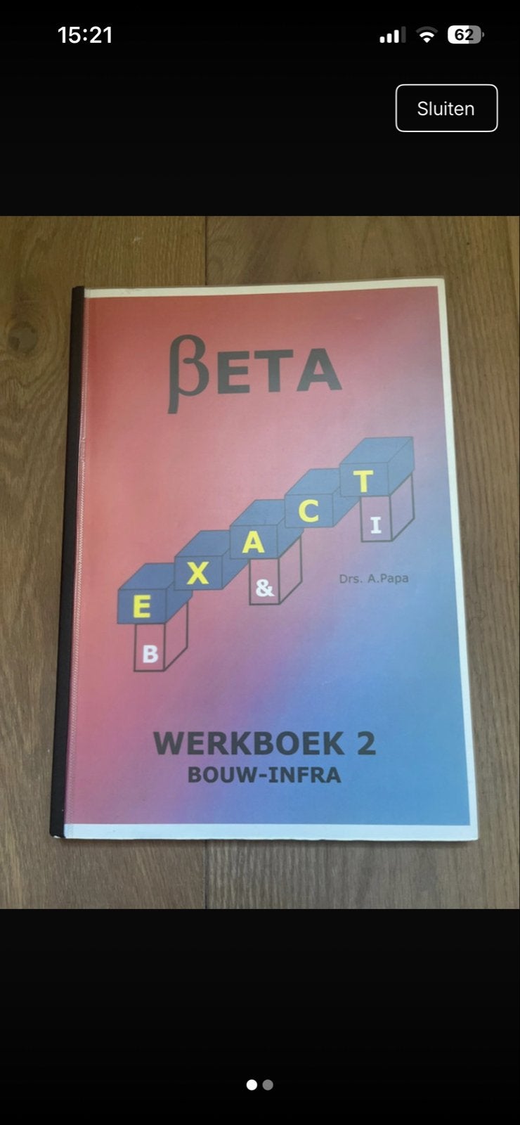 Beta Exact Werkboek 2 Bouw-Infra Drs. A. Papa, Ophalen of Verzenden, Beta, Zo goed als nieuw, MBO