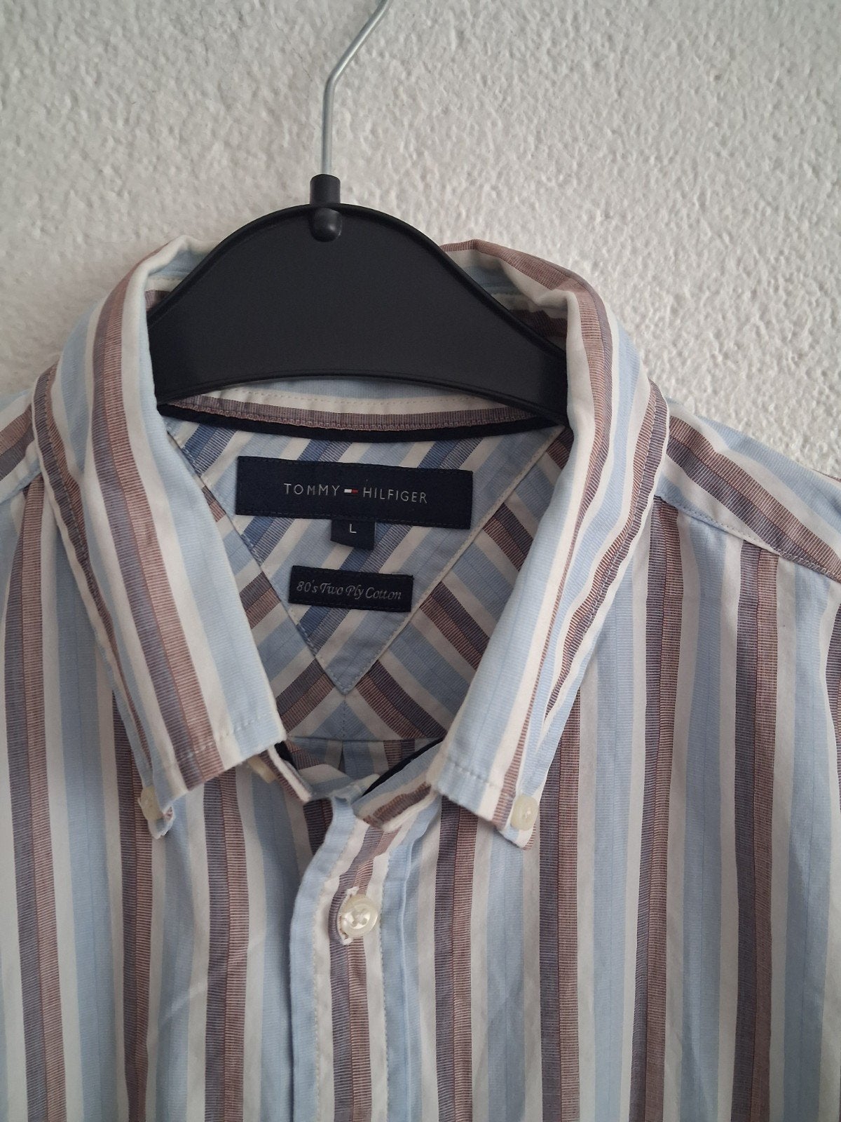 Tommy Hilfiger gestreept overhemd - Maat L, Kleding | Heren, Overhemden, Blauw, Tommy Hilfiger, Ophalen of Verzenden, Zo goed als nieuw