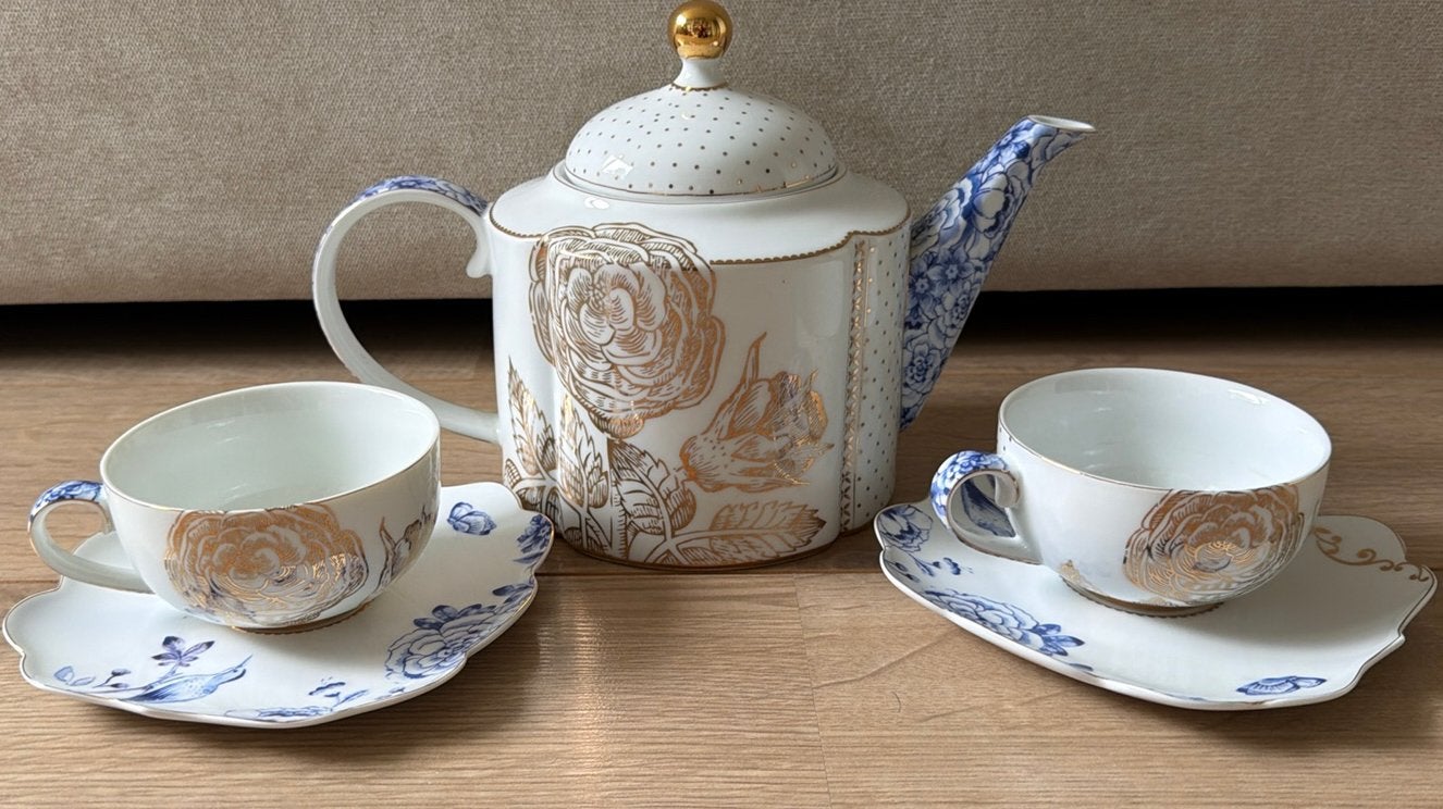 Pip Studio Royal White Theepot met 2 Kop en Schotels, Ophalen, Pip Studio, Zo goed als nieuw, Theepot