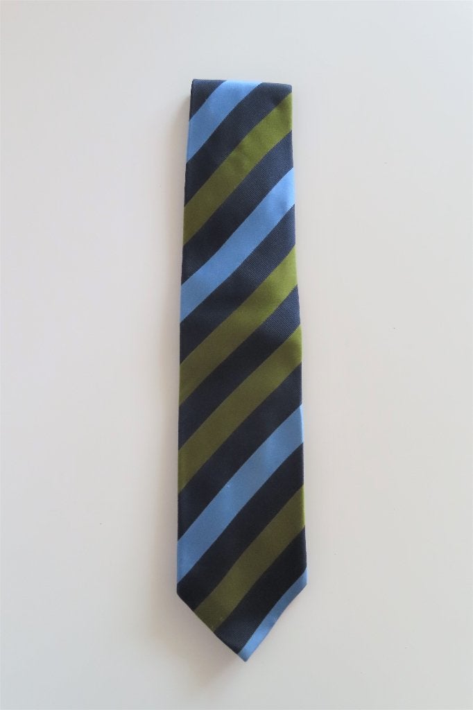 Stropdas Blauw Groen Streep (3475), Ophalen of Verzenden, Zo goed als nieuw, Blauw, Met patroon