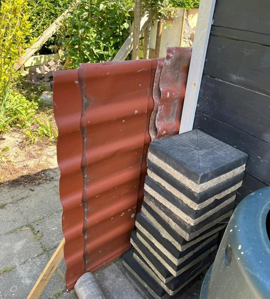 Gratis dakpanplaten af te halen, Doe-het-zelf en Verbouw, Dakpannen en Dakbedekking, Dakplaat of Dakpanplaat, Gebruikt, Zwart