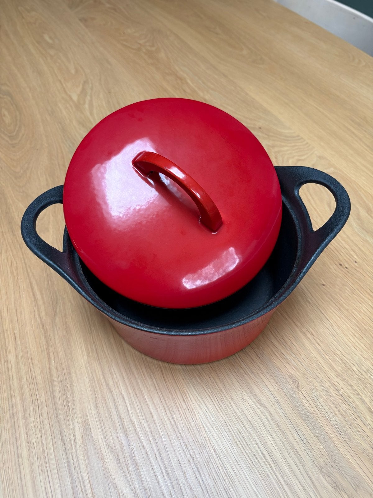 Hackman- Rode gietijzeren braadpan met deksel - 20 cm, Ophalen, Gebruikt, Met deksel, Overige merken