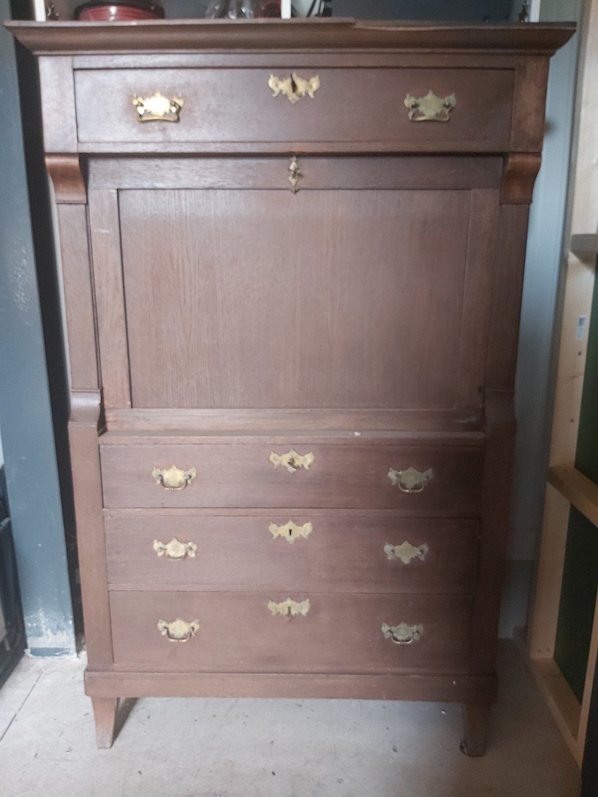 Antieke secretaire - Klassiek houten bureau, Huis en Inrichting, Ophalen, Gebruikt, Klassiek, Antiek