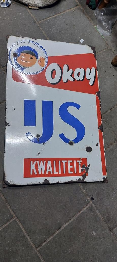 Vintage Okay US Kwaliteit Emaille Reclamebord, Antiek en Kunst, Ophalen of Verzenden