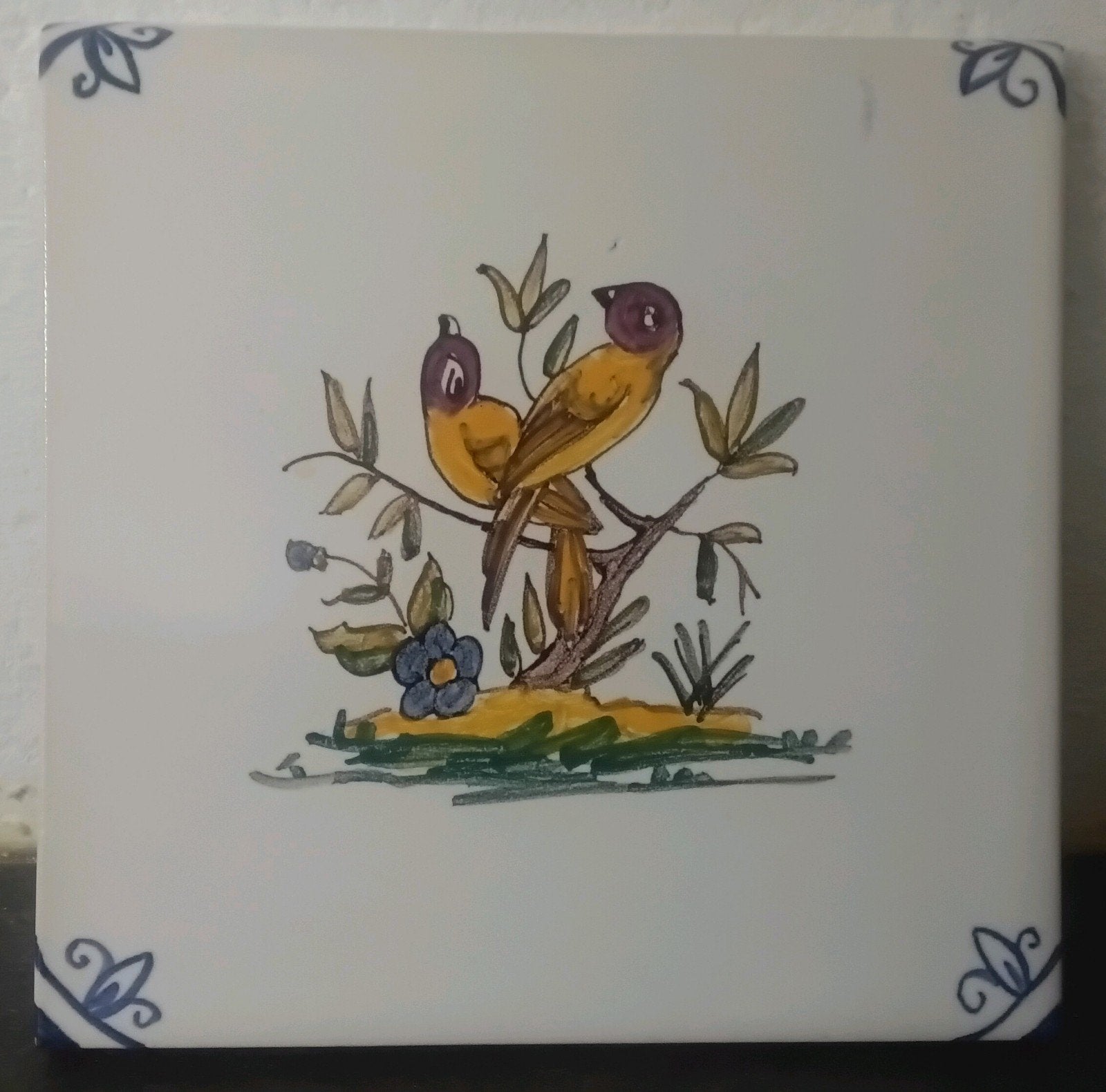 Mooie Handbeschilderde tegeln15 x 15 cm Vogels Decor, Ophalen of Verzenden