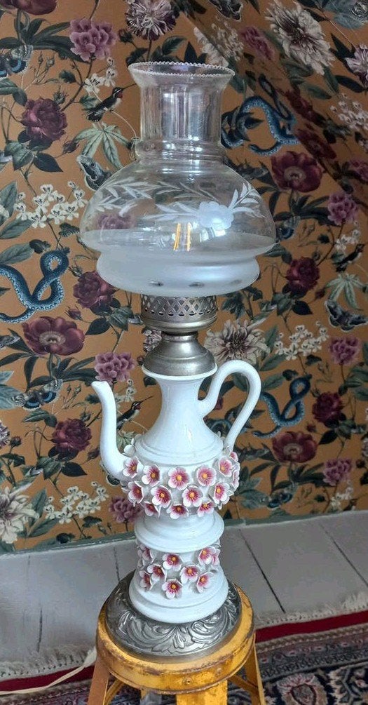 Unieke vintage tafellamp met theepot design, Ophalen