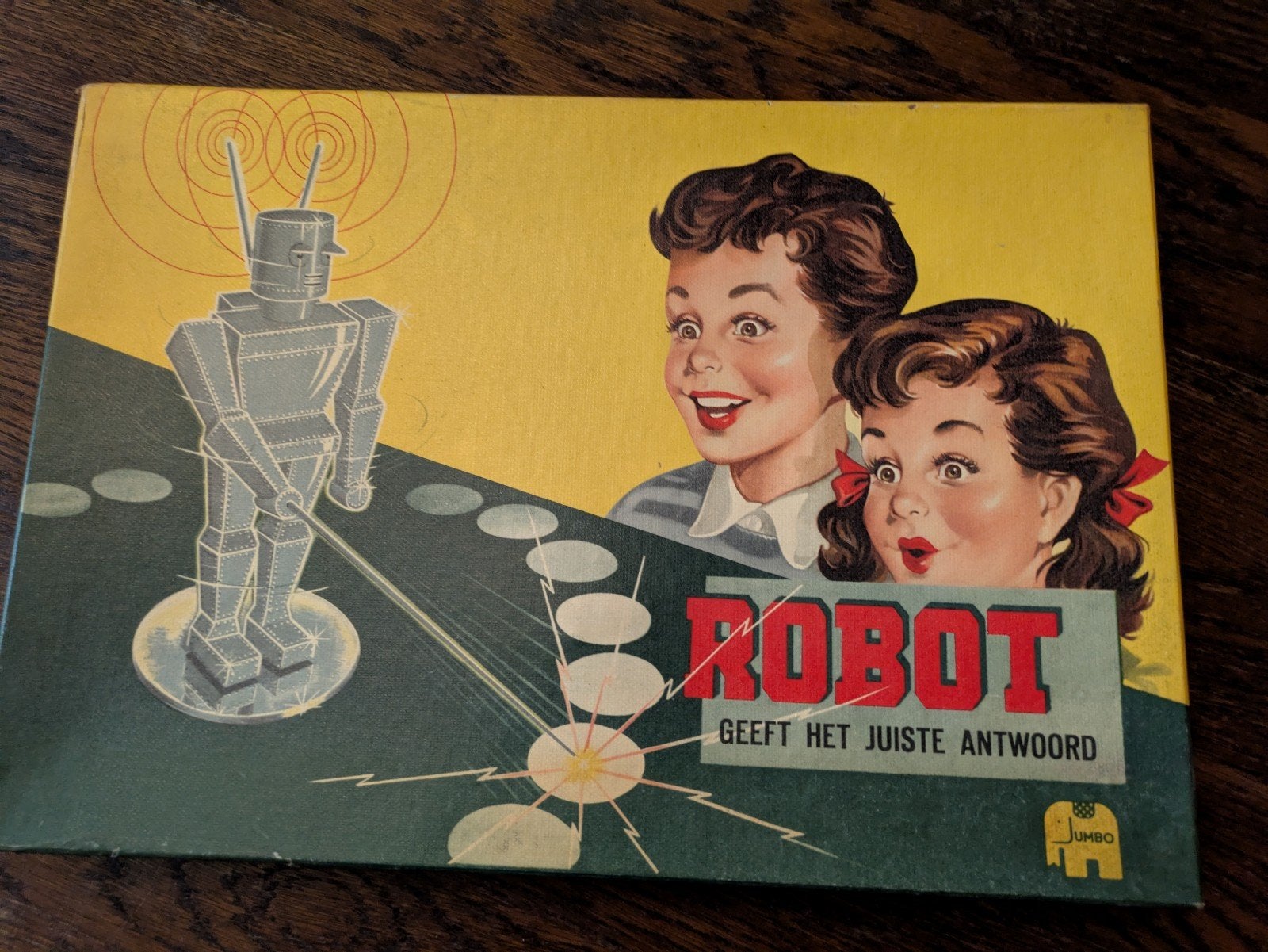 Vintage Robot Geef Het Juiste Antwoord Jumbo Spel, Een of twee spelers, Ophalen of Verzenden, Gebruikt, Jumbo