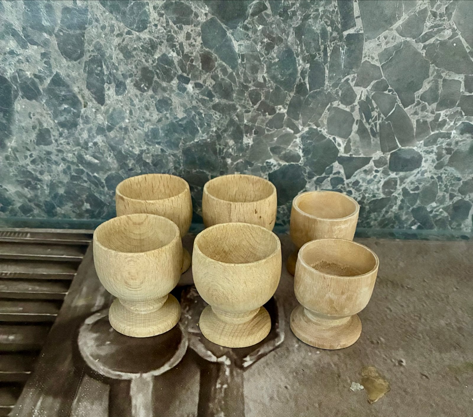 Set van 6 houten eierdopjes, Antiek en Kunst, Ophalen of Verzenden