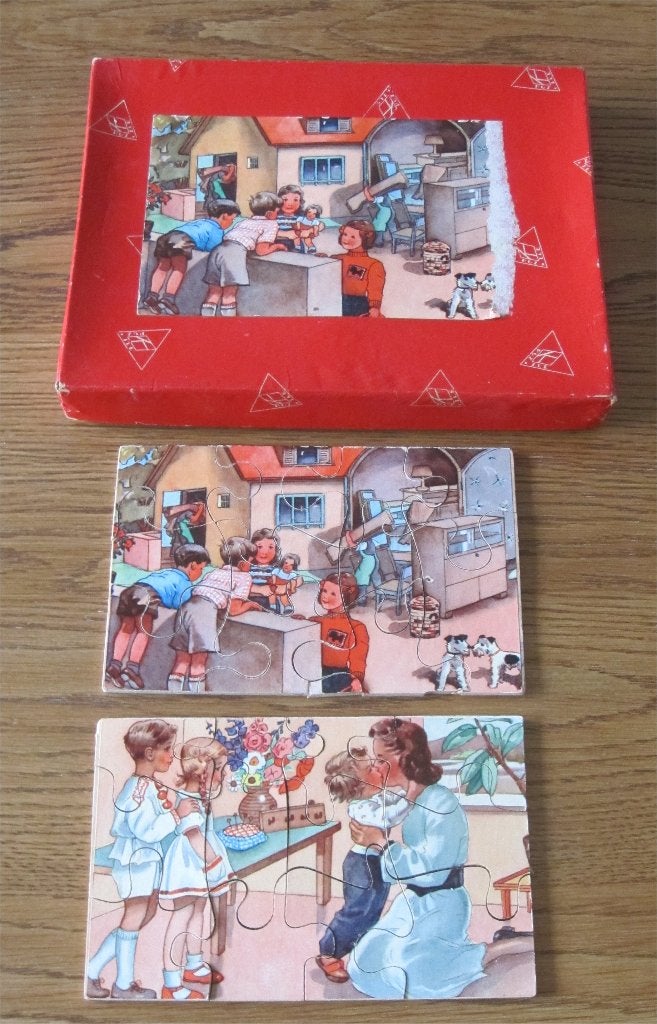 Antieke houten kinderpuzzels - jaren '50, Ophalen of Verzenden
