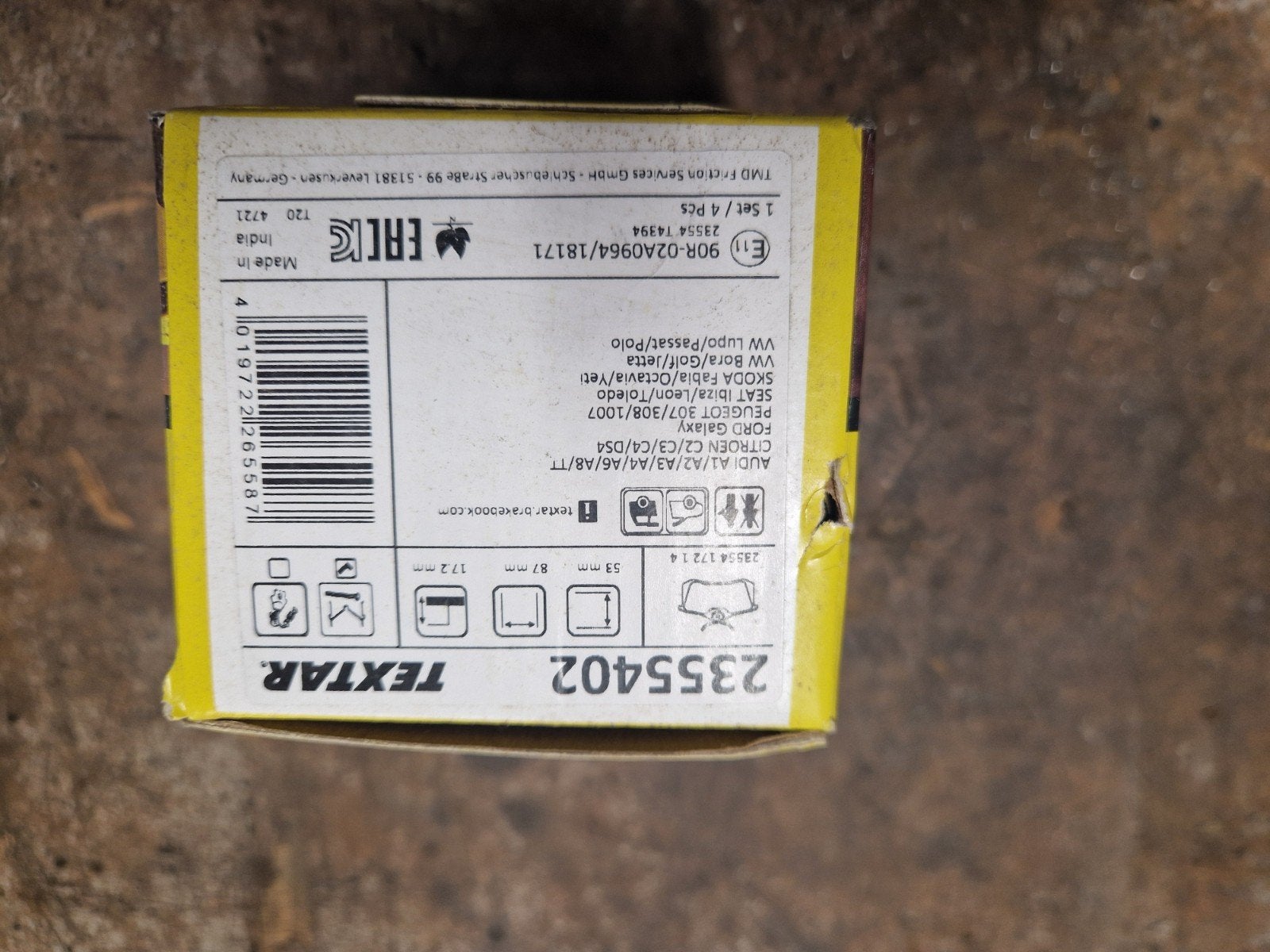 textar remblokken achter vw audi, Ophalen of Verzenden, Nieuw, Seat