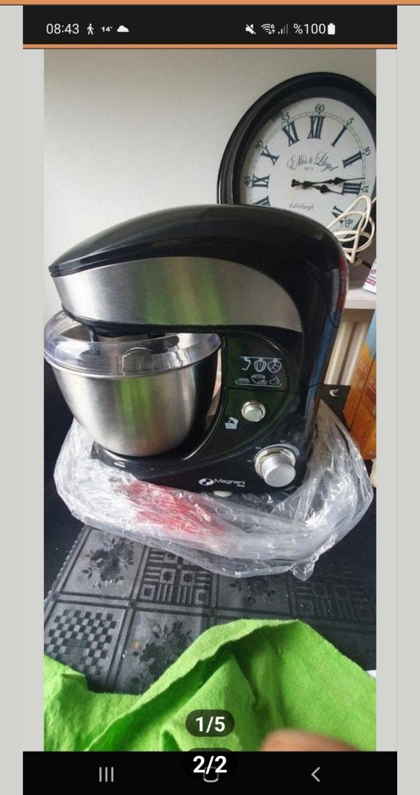 Magnani Italy Keukenmachine - Zwart met RVS kom, Witgoed en Apparatuur, Keukenmixers, 2 tot 3 liter, Ophalen, Zo goed als nieuw