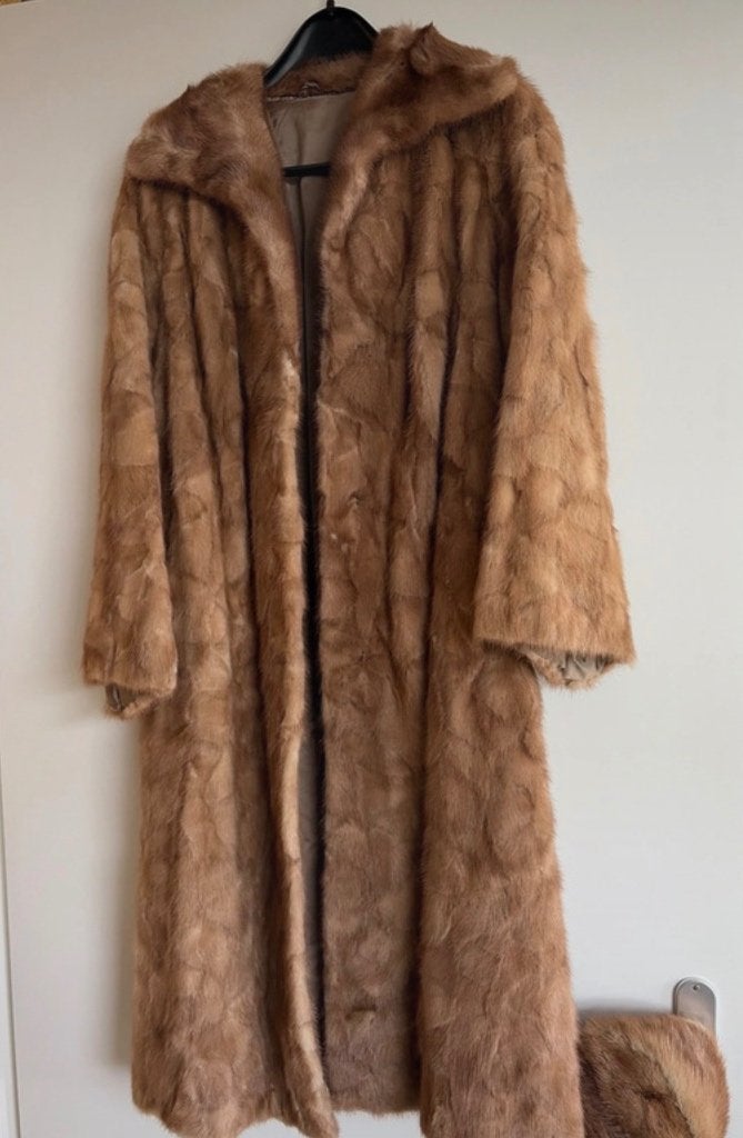 Vintage bontjas nerts, Ophalen of Verzenden, Gedragen, Bruin
