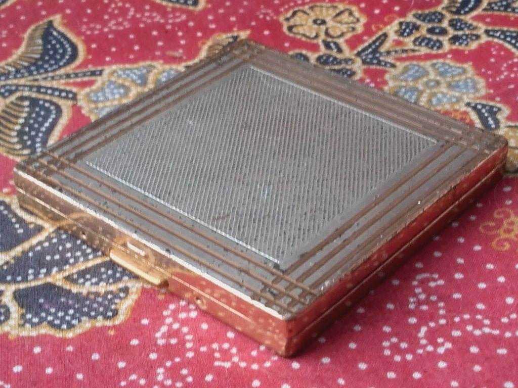 Mooie complete oude vintage poederdoos uit Frankrijk 7,5 cm., Ophalen of Verzenden
