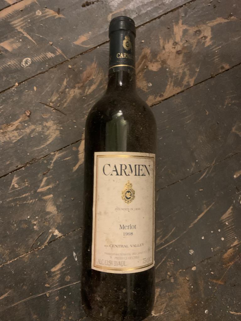Carmen Merlot 1998 - Vintage Rode Wijn uit Chili, Ophalen of Verzenden, Gebruikt, Zuid-Amerika, Rode wijn