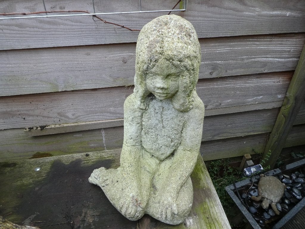 Tuinbeeld _+ 45 cm hoog, Ophalen, Gebruikt, Beton, Mensenbeeld